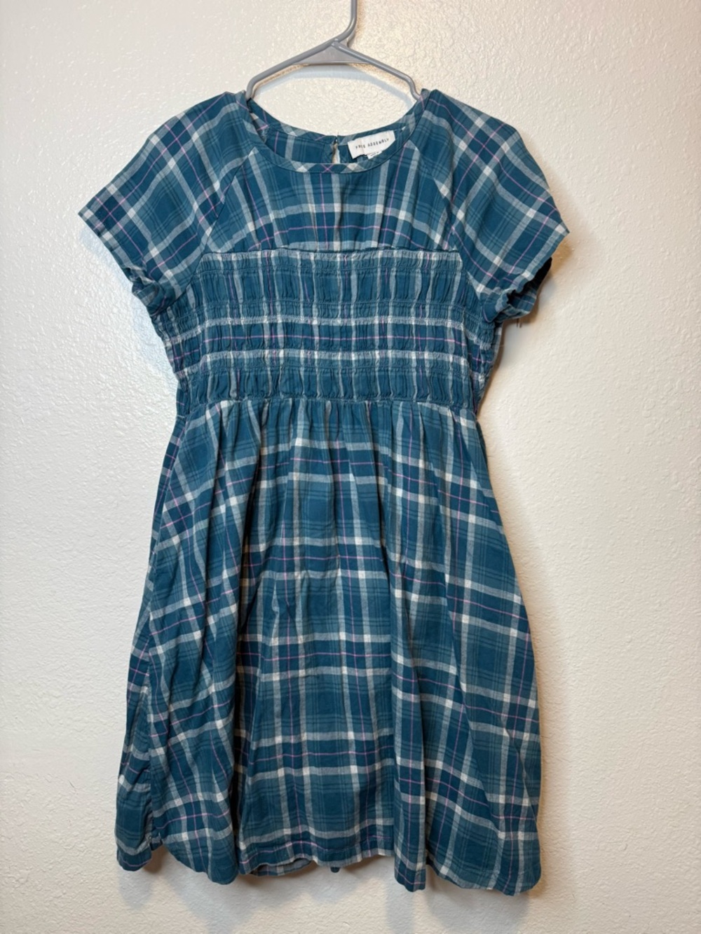 Free Assembly Girls Plaid Flannel Smocked Dress Size XL 14/16 Holiday Casual